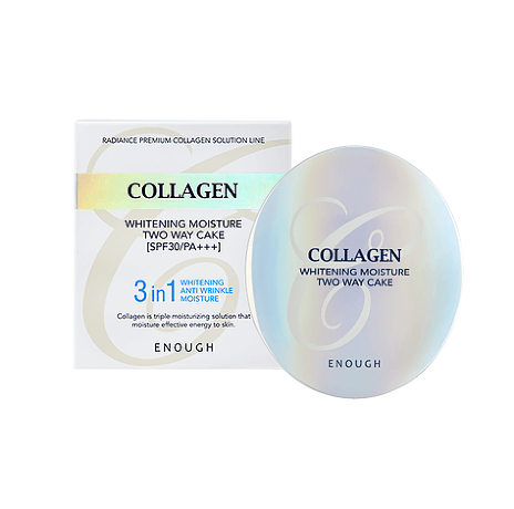Enough Collagen Moisture Two way Cake Whitening #21 Осветляющая пудра со сменным блоком 21