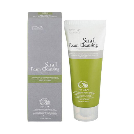 3W Clinic Pure Natural Snail Foam Cleansing Очищающая пенка с муцином улитки, 100 мл
