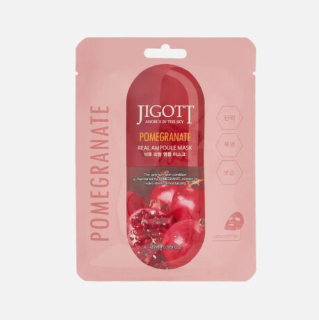 Jigott Pomegranate Real Ampoule Mask Тканевая маска для лица с экстрактом граната, 27мл