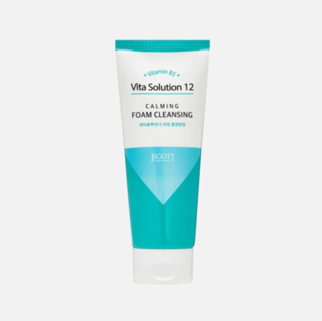 Jigott Vita Solution 12 Calming Foam Cleansing Успокаивающая пенка для умывания с пантенолом, 180мл