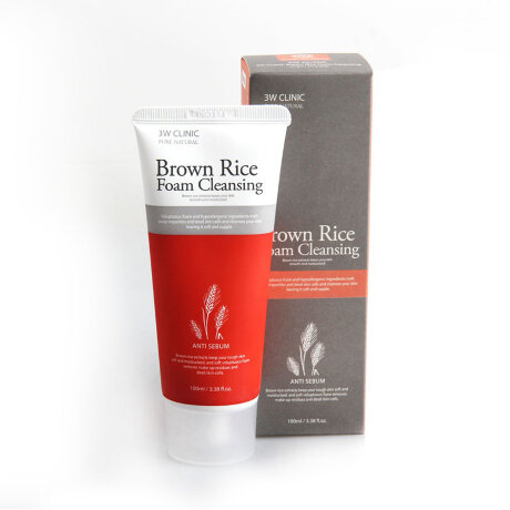 3W Clinic Pure Natural Brown Rice Cleansing Foam Очищающая пенка с коричневым рисом, 100 мл