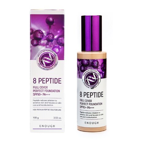 Enough 8 PEPTIDE Full Cover Perfect Foundation SPF50+ PA+++ #13 Тональный крем с пептидами, 100 мл